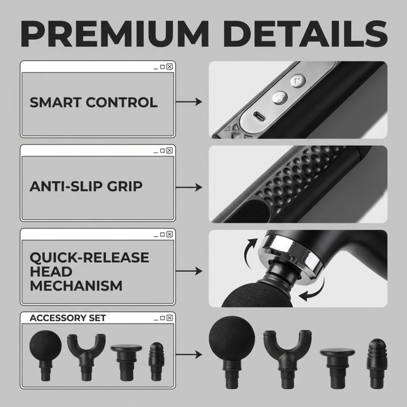 ปืนนวดกล้ามเนื้อไฟฟ้า 4 หัว นว - Massage Gun บทวิจารณ์และราคา