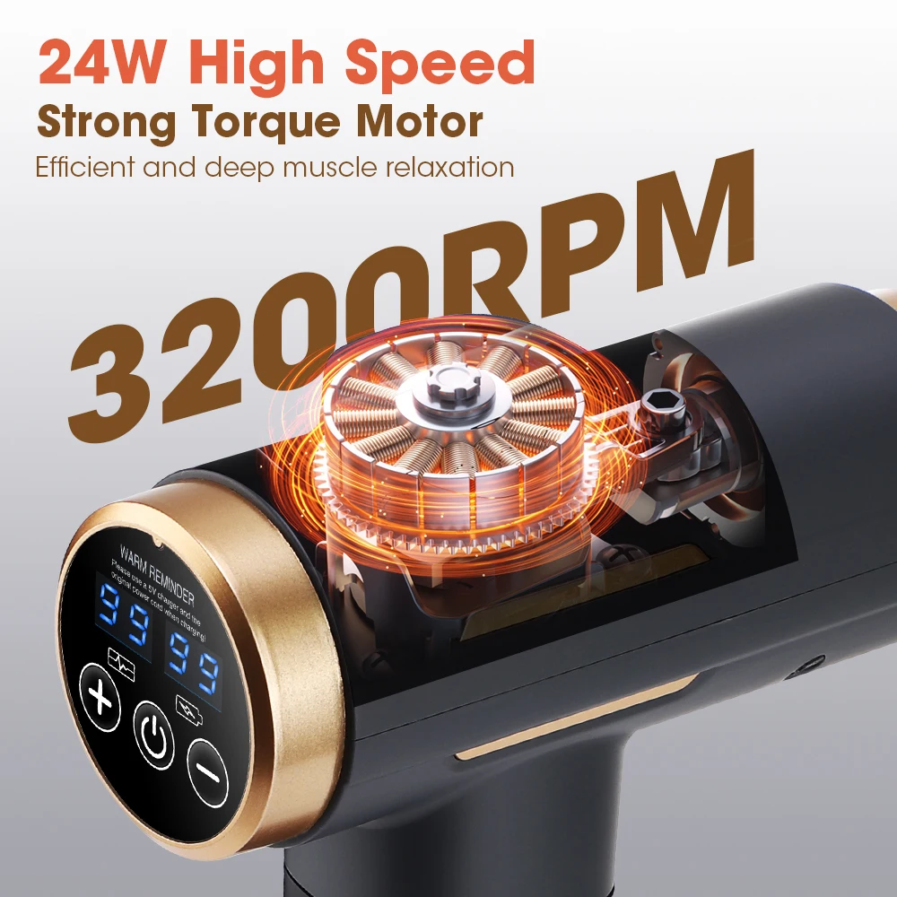 ปืนนวดไฟฟ้า 24 วัตต์ 99 ระดับป - Massage Gun บทวิจารณ์และราคา